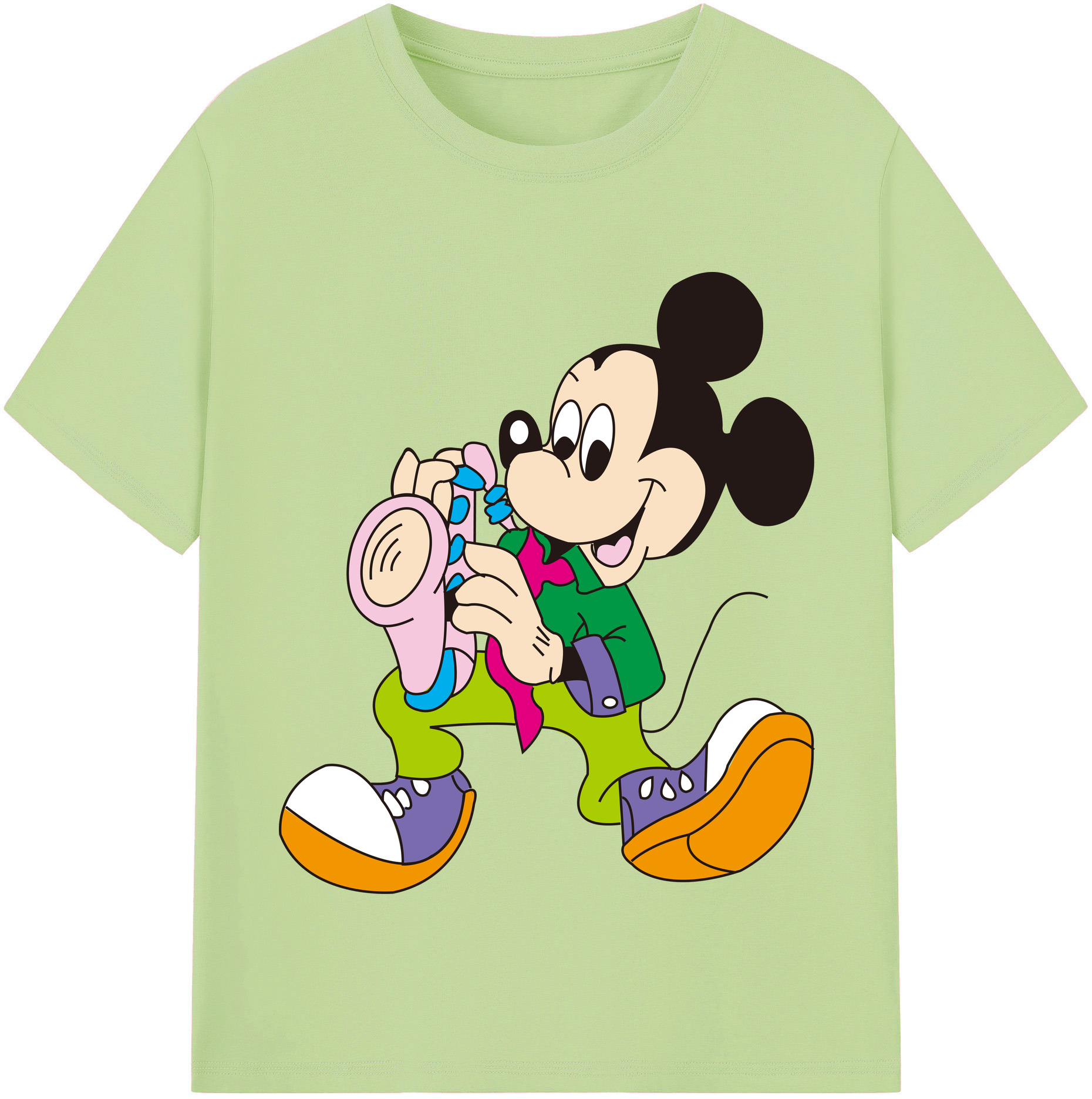（画像用） ミッキーマウス Mickey Mouse 綿100％半袖Tシャツ（フロントプリント）
